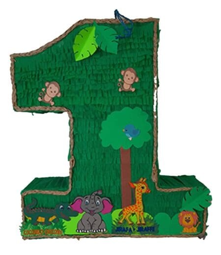 Number 1 Shaped Pinata Jungle Animals – Viva Party