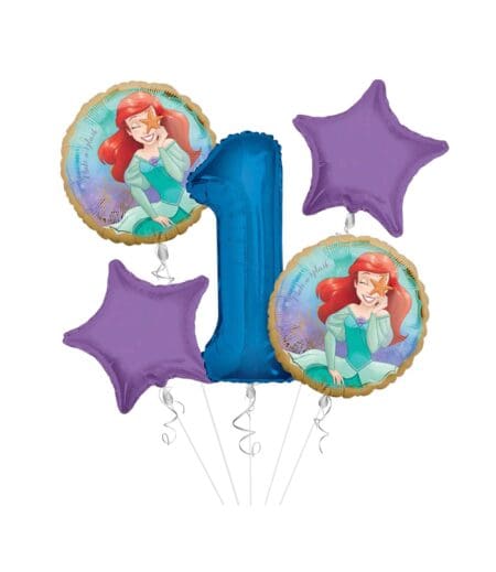 Princess Little Mermaid (Ariel) Once Upon A Time Happy Birthday Balloon Bouquet 5 pc – Viva Party