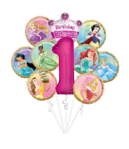 Princess Once Upon A Time Happy Birthday Balloon Arrangement (10 Balloons)