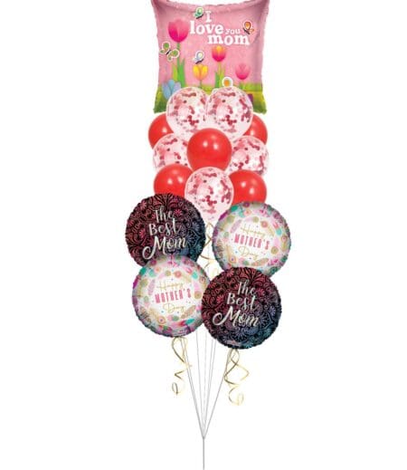 Happy Mother's Day I Love You Mom Balloon Bouquet (15 Balloons) – Viva Party