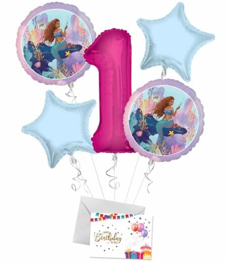 Little Mermaid Happy Birthday Balloon Bouquet (5 Balloons) – Viva Party