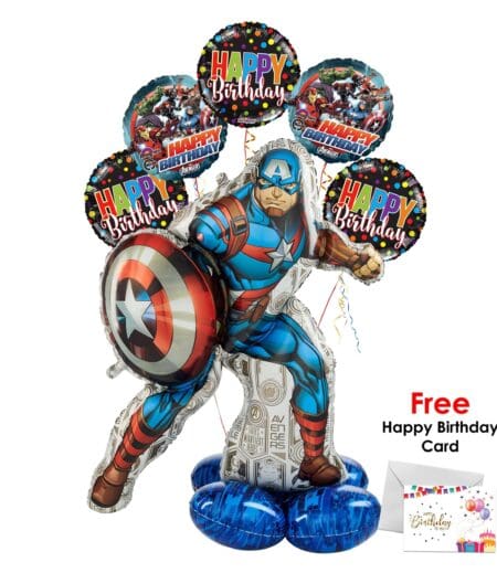 Avengers Captain America Happy Birthday Balloon Arrangement. – Viva Party
