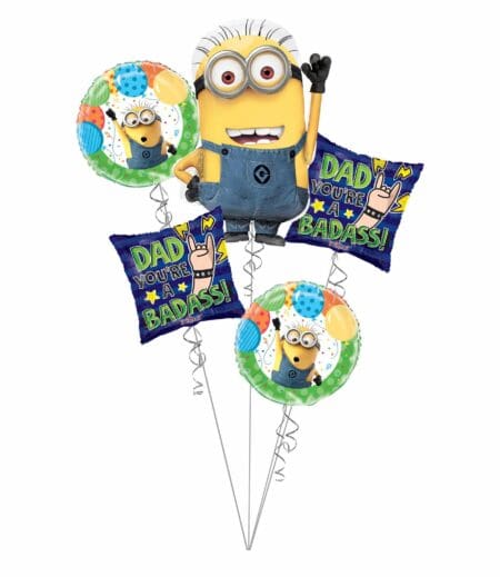 Dad you're a Badaas, Minions Father Balloon Bouquet 5 Pack – Viva Party