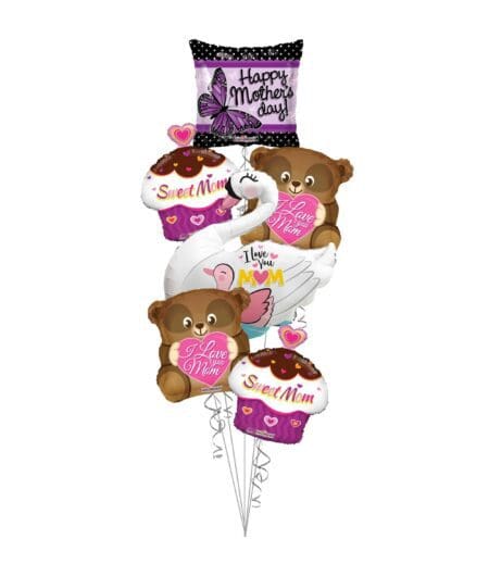 Happy Mother's Day I Love You Sweet Mom Balloon Bouquet (6 Balloons) – Viva Party