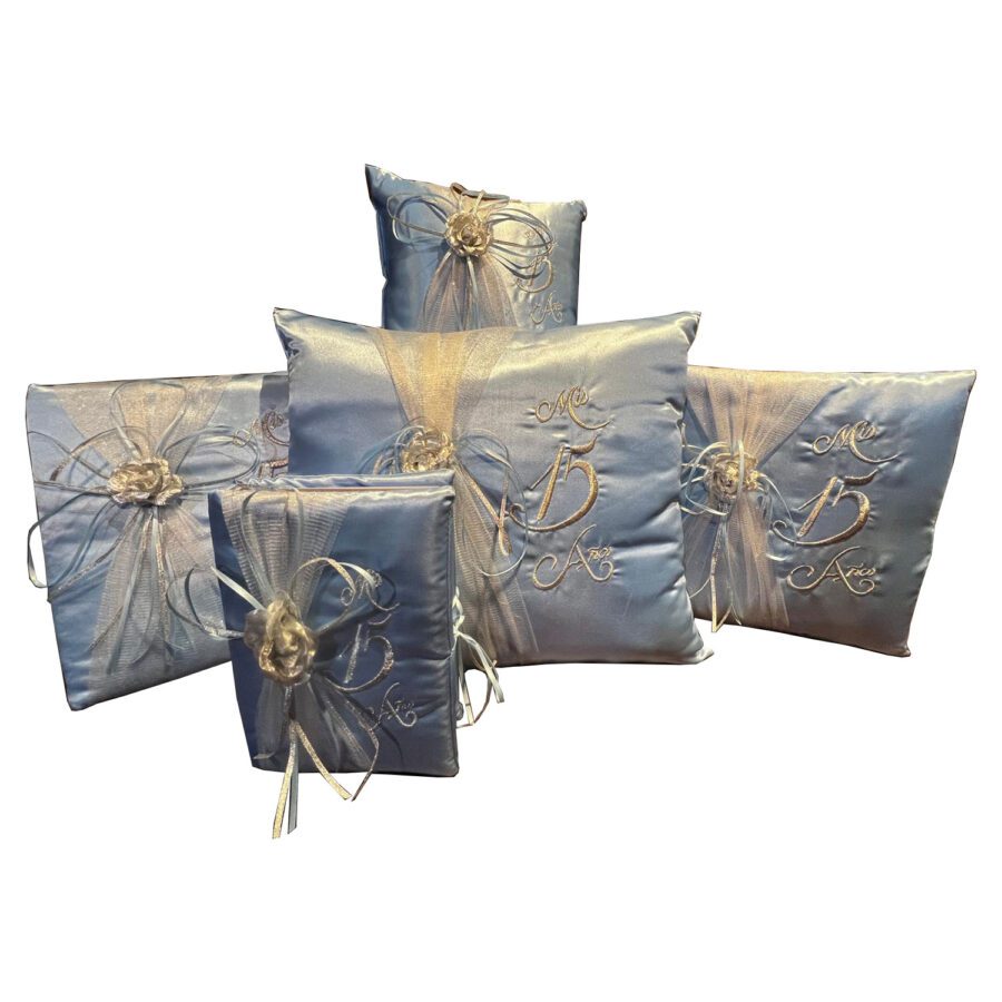 Light Blue And Silver Quinceanera Pillow Set