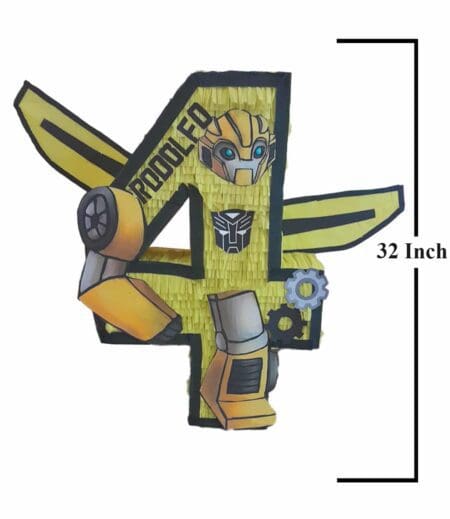 32 Inch Tall Transformers Bumblebee Number 4 Jumbo Pinata, Jumbo Pinata, Theme Pinata, Custom Pinata, Birthday Party, Pinata Gift, Whack Pinata, Fun Pinata – Viva Party