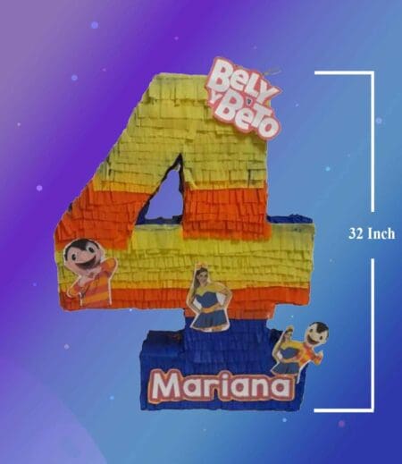 Bely y Beto Number Shape Pinata, Birthday Party, Holiday Event 3 Feet Tall – Viva Party