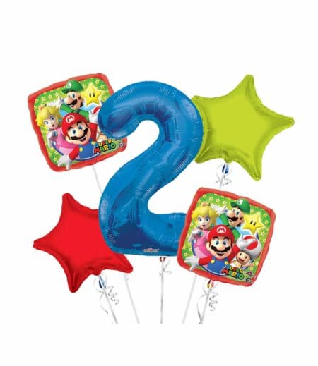Super Mario Happy Birthday Foil Balloon Bouquet 5 pc. – Viva Party