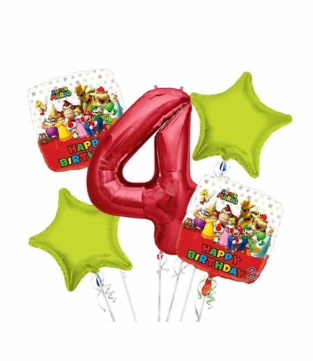 Super Mario Happy Birthday Foil Balloon Bouquet 5 pc – Viva Party