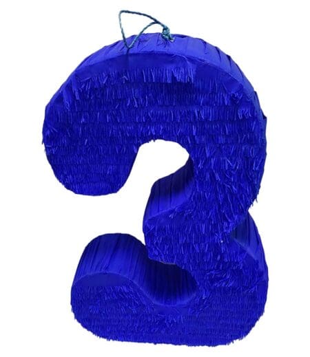 Handmade Royal Blue Number 3 Piñata | Custom Birthday Party Decoration – Viva Party