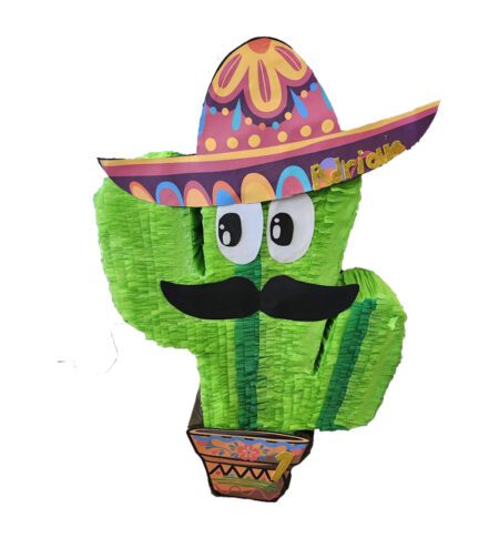 Handmade Cactus Piñata Wearing a Hat - Personalized Ultimate Fun Mexican Fiesta Decoration