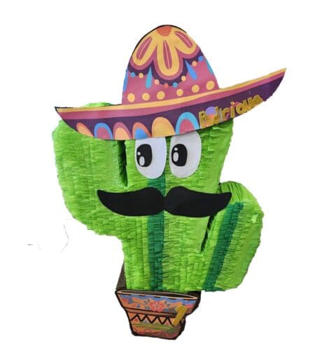 Handmade Cactus Piñata Wearing a Hat - Personalized Ultimate Fun Mexican Fiesta Decoration – Viva Party
