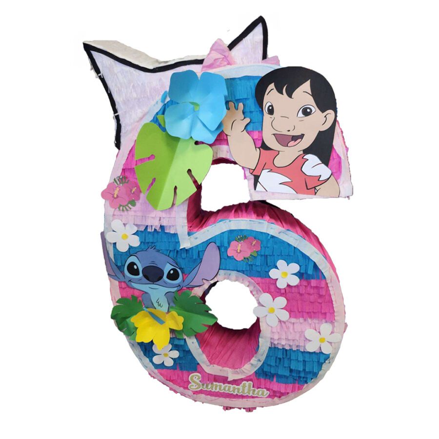 Handmade Lilo and Stitch Number 6 Piñata - Personalized Fun Party Decoration