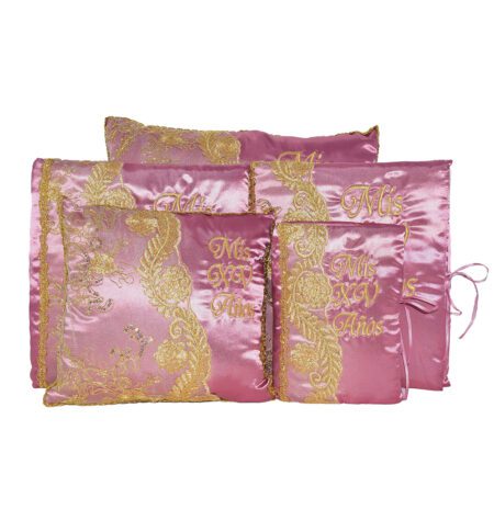 Dusty Pink and Gold Mis XV Pillow Set