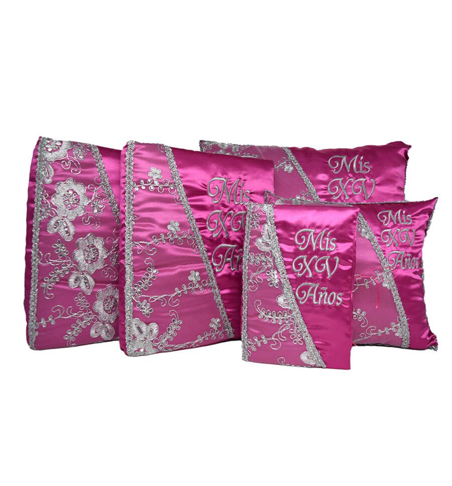 Pink and Silver Mis XV Pillow Set