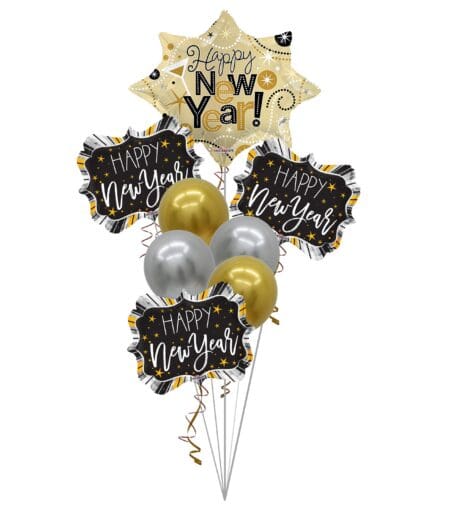 Happy New Year Balloon Bouquet, Feliz Ano Nuewo Balloon Bouquet - 8 Balloons – Viva Party