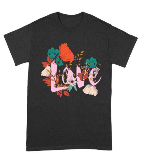 Love with Flowers Design T-Shirt - Romantic Gift Idea, Cute Valentine's Day Outfit for Couples, Perfect for Him or Her Unisex Adult