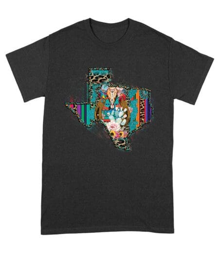 Rodeo Texas Map T-Shirt - Western Cowgirl & Cowboy Graphic Tee - Vintage Country Southwestern Shirt with Rustic Horse & Floral Design        Unisex Adult – Viva Party