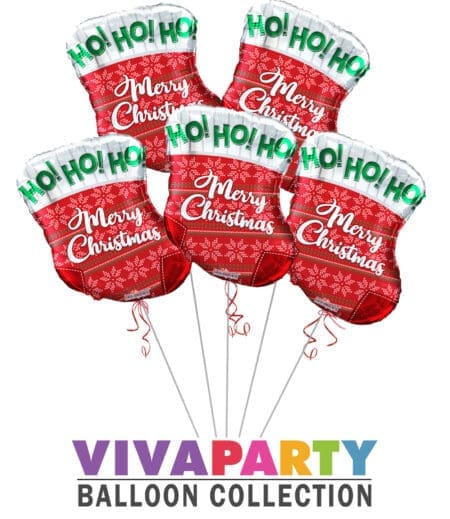 Ho! Ho! Ho! Merry Christmas Gift Box Balloon Bouquet (5 Balloons)
