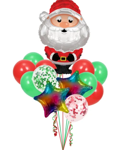 Santa Christmas, Merry Christmas Balloon Bouquet 13 Balloons