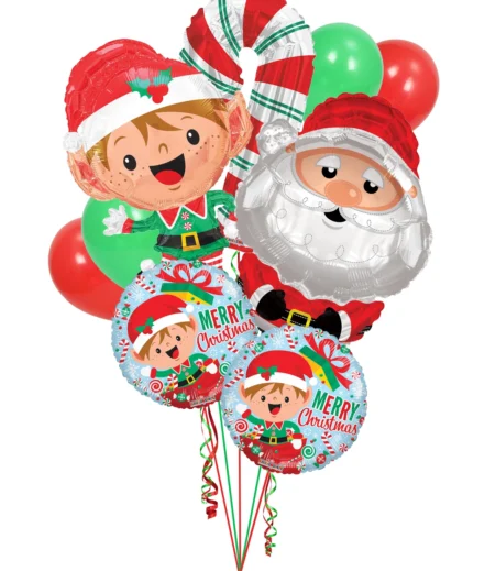 Santa Christmas, Merry Christmas Balloon Bouquet 9 Balloons